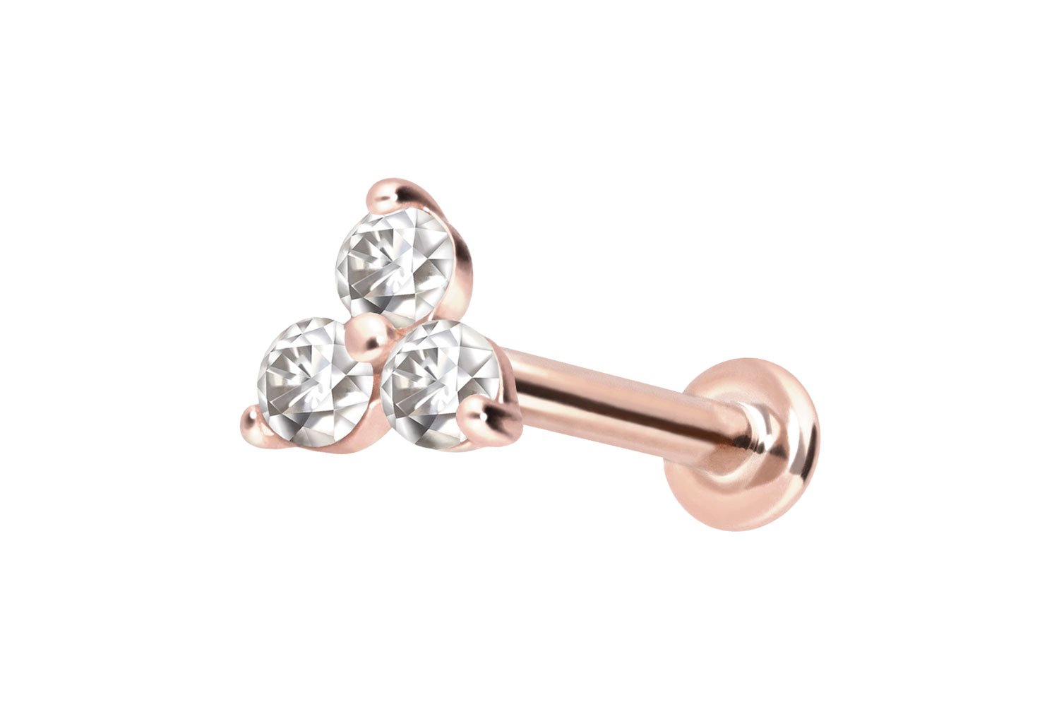 14 Karat Gold Labret Piercing mit Innengewinde MOISSANIT-BLUME